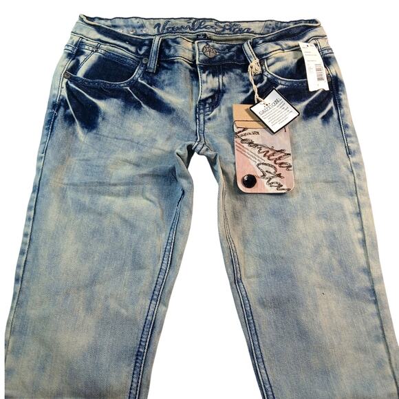 Vanilla Star Juniors New Ankle Biter Ankle Zippered Blue Denim Washed  Jeans - 3 - Picture 1 of 7